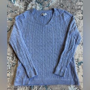 Croft & Barrow Women’s V-Neck Blue Cable Knit Sweater - Size S